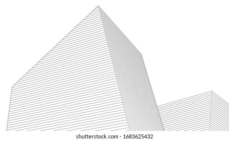 abstract architecture 3d illustration sketch