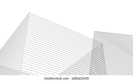 abstract architecture 3d illustration sketch