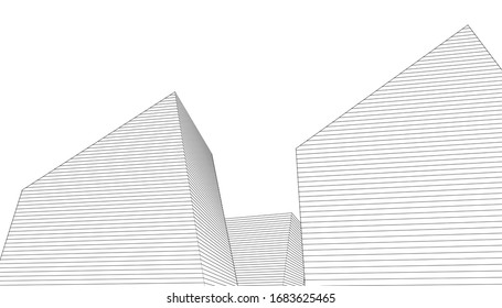 abstract architecture 3d illustration sketch