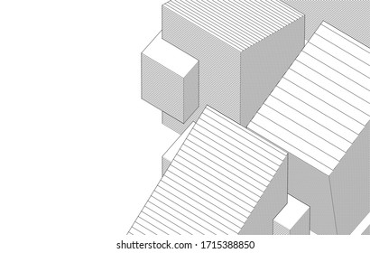 abstract architecture 3d illustration sketch