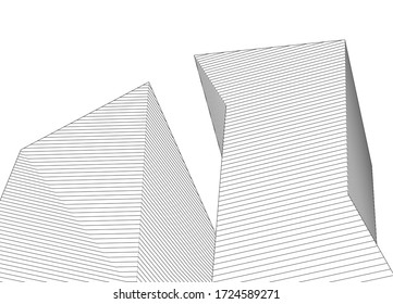 abstract architecture 3d illustration sketch