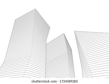 abstract architecture 3d illustration sketch