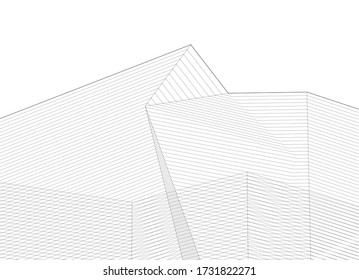 abstract architecture 3d illustration sketch