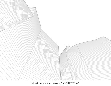 abstract architecture 3d illustration sketch