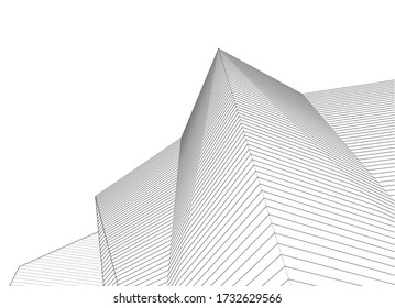 abstract architecture 3d illustration sketch