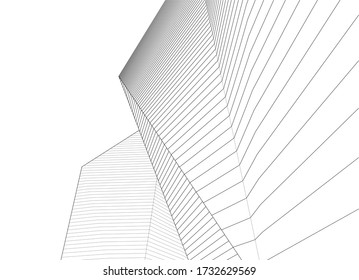 abstract architecture 3d illustration sketch
