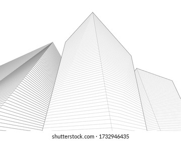 abstract architecture 3d illustration sketch