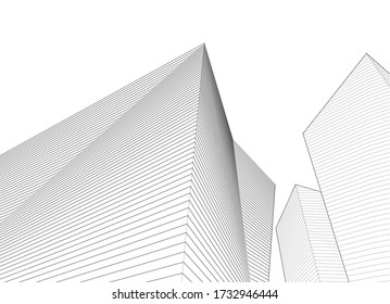 abstract architecture 3d illustration sketch