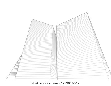 abstract architecture 3d illustration sketch