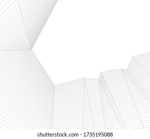 abstract architecture 3d illustration sketch