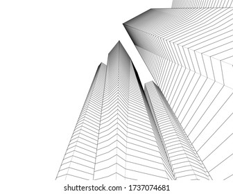 abstract architecture 3d illustration sketch