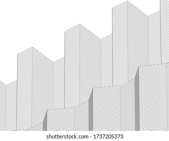 abstract architecture 3d illustration sketch