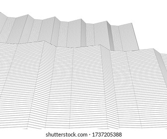 abstract architecture 3d illustration sketch