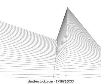 abstract architecture 3d illustration sketch
