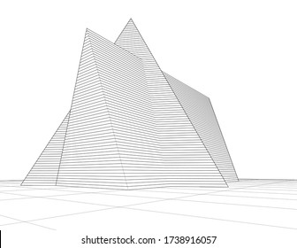 abstract architecture 3d illustration sketch