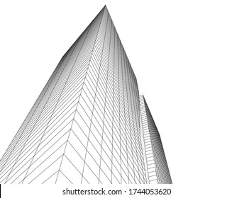 
abstract architecture 3d illustration sketch