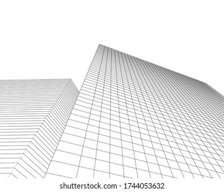 
abstract architecture 3d illustration sketch