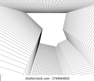 
abstract architecture 3d illustration sketch