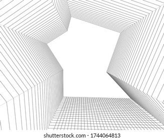 
abstract architecture 3d illustration sketch