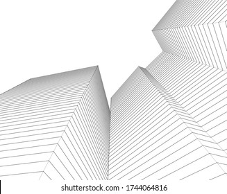 
abstract architecture 3d illustration sketch
