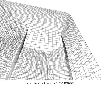 
abstract architecture 3d illustration sketch