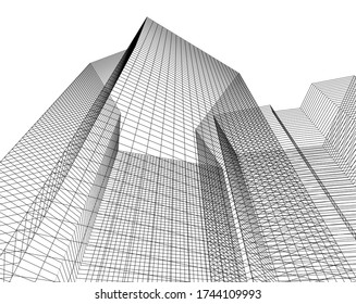 
abstract architecture 3d illustration sketch