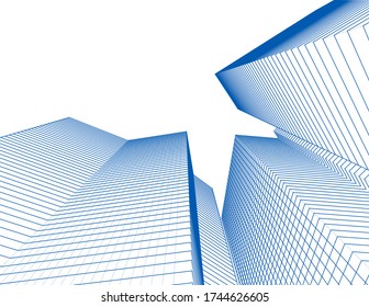 
abstract architecture 3d illustration sketch