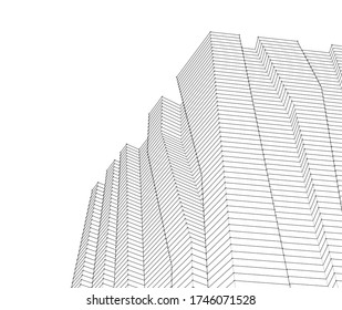 
abstract architecture 3d illustration sketch