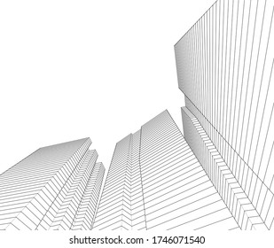 
abstract architecture 3d illustration sketch