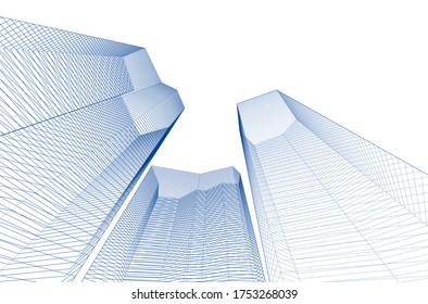 abstract architecture 3d illustration sketch