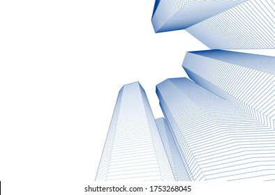 abstract architecture 3d illustration sketch