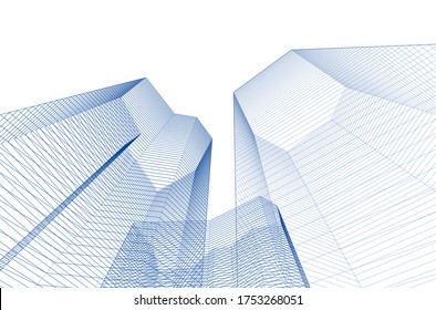 abstract architecture 3d illustration sketch