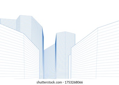 abstract architecture 3d illustration sketch