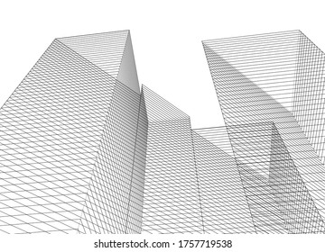 abstract architecture 3d illustration sketch