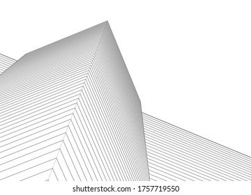 abstract architecture 3d illustration sketch