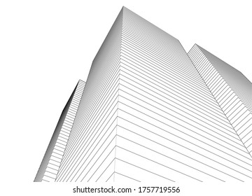 abstract architecture 3d illustration sketch