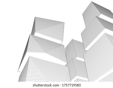 abstract architecture 3d illustration sketch