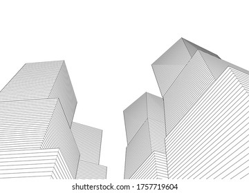 abstract architecture 3d illustration sketch