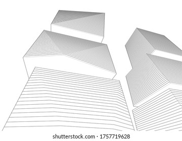 esbozo de ilustración 3d de arquitectura abstracta