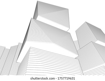 abstract architecture 3d illustration sketch