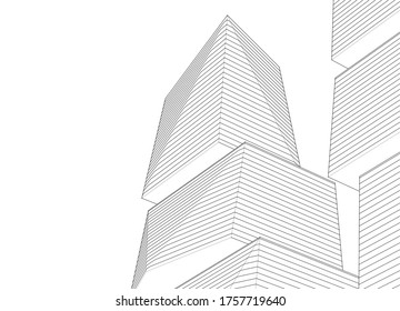 esbozo de ilustración 3d de arquitectura abstracta