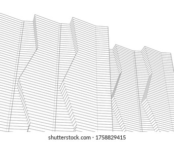 abstract architecture 3d illustration sketch
