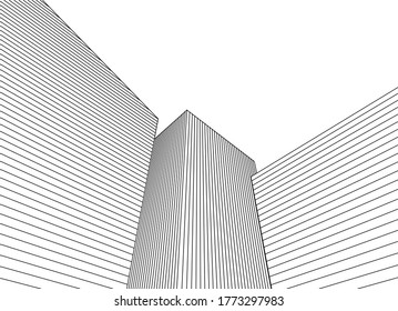 abstract architecture 3d illustration sketch