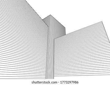 esbozo de ilustración 3d de arquitectura abstracta