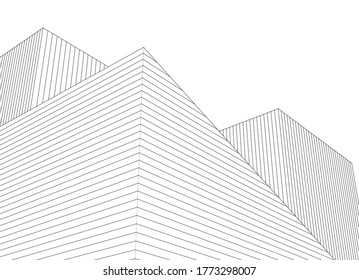 abstract architecture 3d illustration sketch