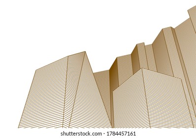 abstract architecture 3d illustration sketch