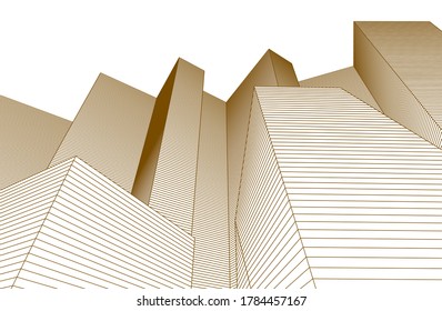 esbozo de ilustración 3d de arquitectura abstracta