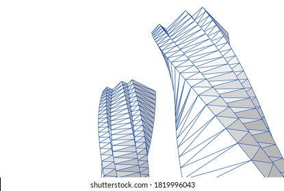 abstract architecture 3d illustration sketch