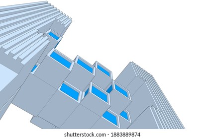 abstract architecture 3d illustration sketch