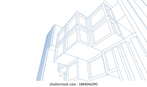 abstract architecture 3d illustration sketch